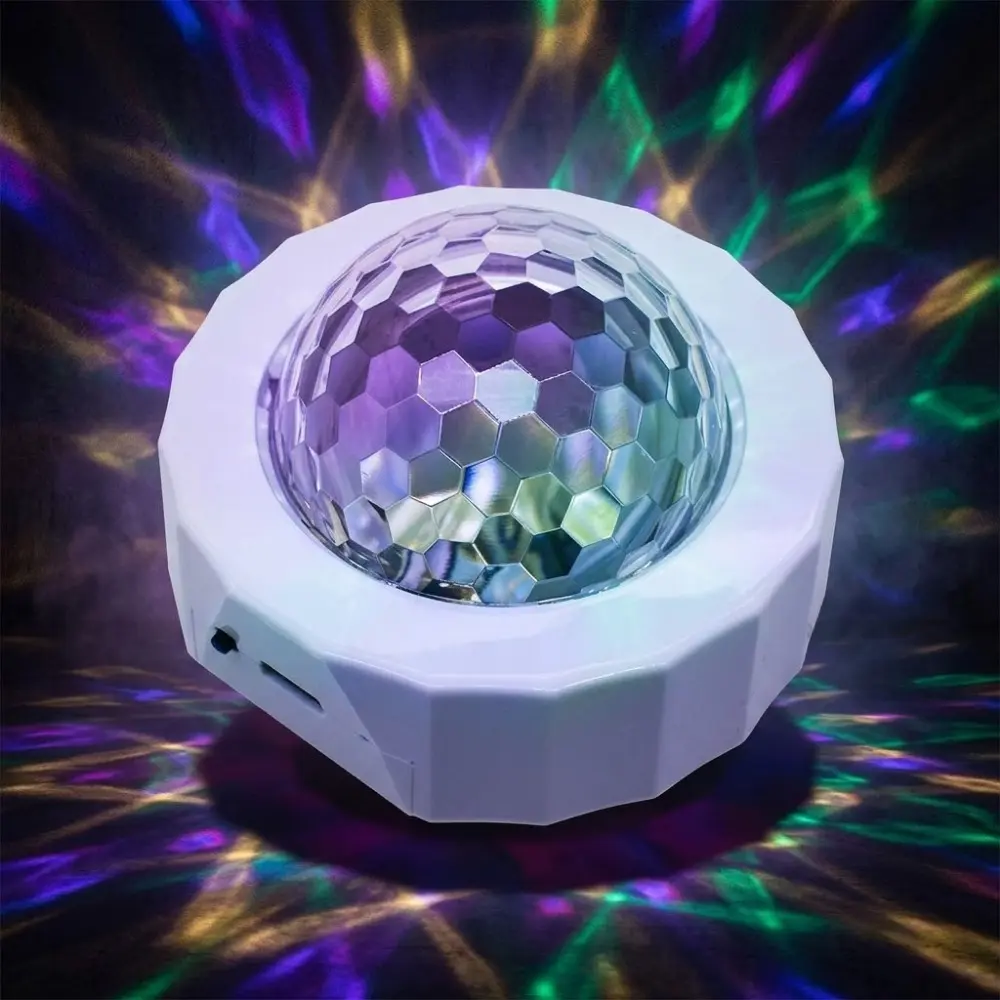 Mini Sound-Activated Disco Ball Light, 3-Color Changing Party Atmosphere Lamp, USB-Powered Car & Home Decor, Portable Auto Interior Mood Lighting, Music Sync Color Shift, Easy Install for Celebrations, Festive Dynamic Lighting Effects