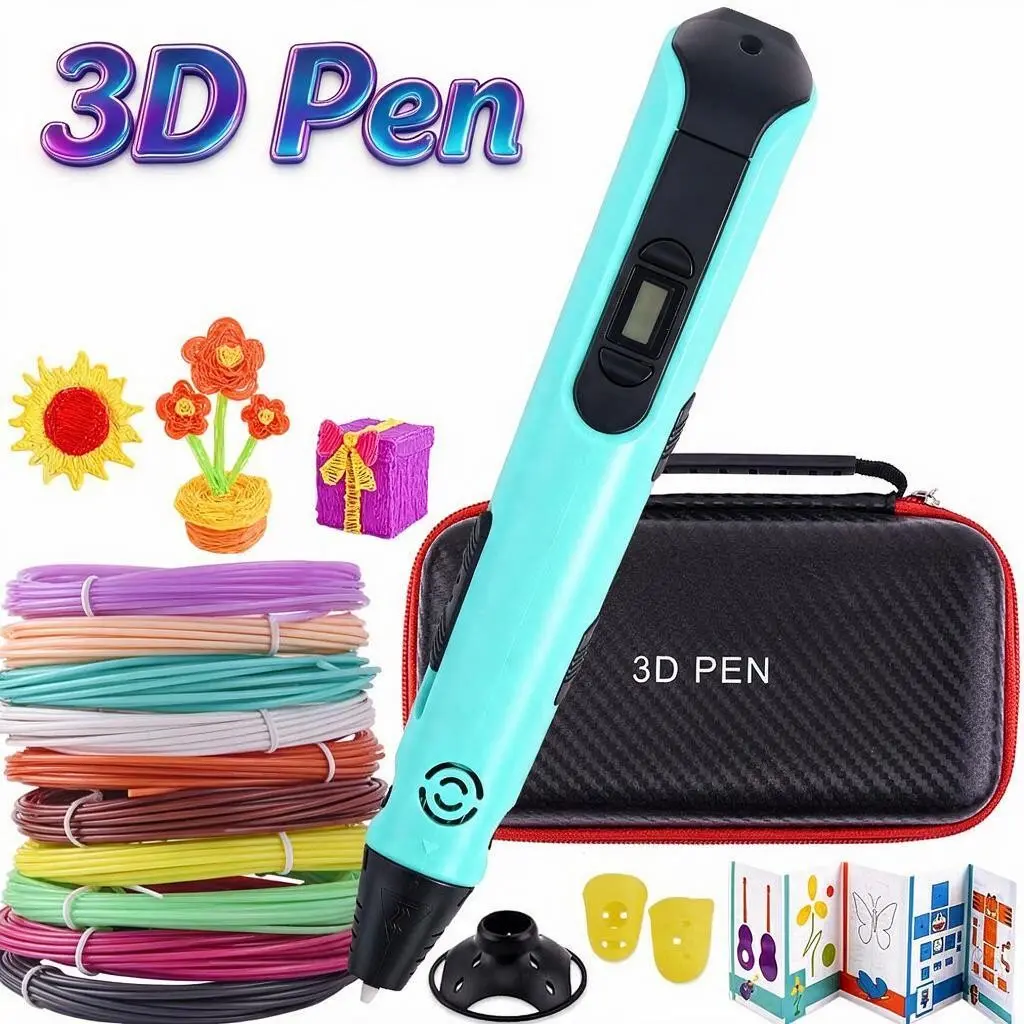 New 3D Printing Pen Set with 100m/50m Pla Filament, Storage Bag, Finger Gloves, Oled Display, DIY 3D Art Creation Kit