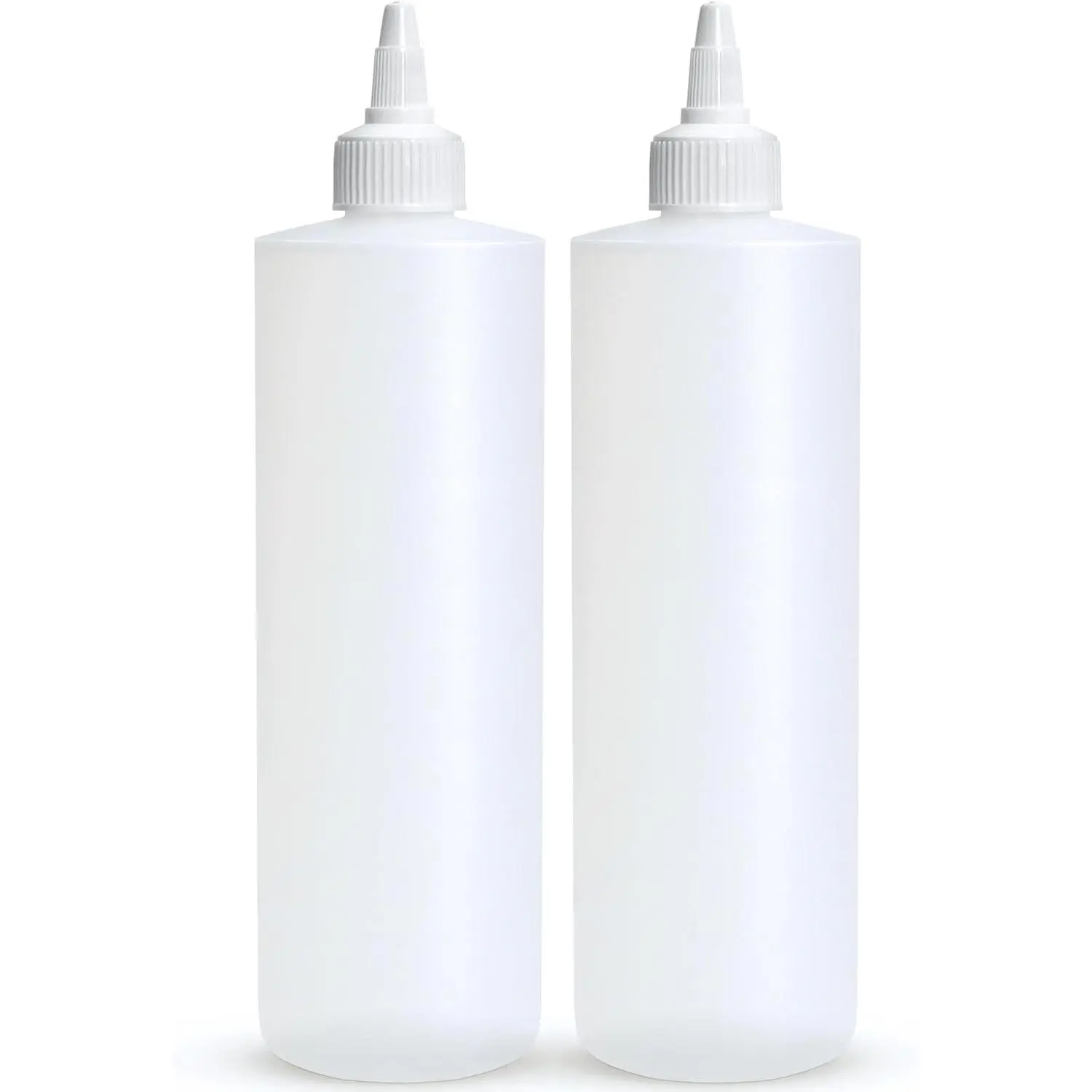 Condiment Squeeze Bottles, 16 OZ Empty Squirt Bottle with Twist Top Cap, Leak Proof - Great for Ketchup, Mustard, Syrup, Sauces, Dressing, Oil, Arts and Crafts, BPA FREE Plastic - 2 PACK