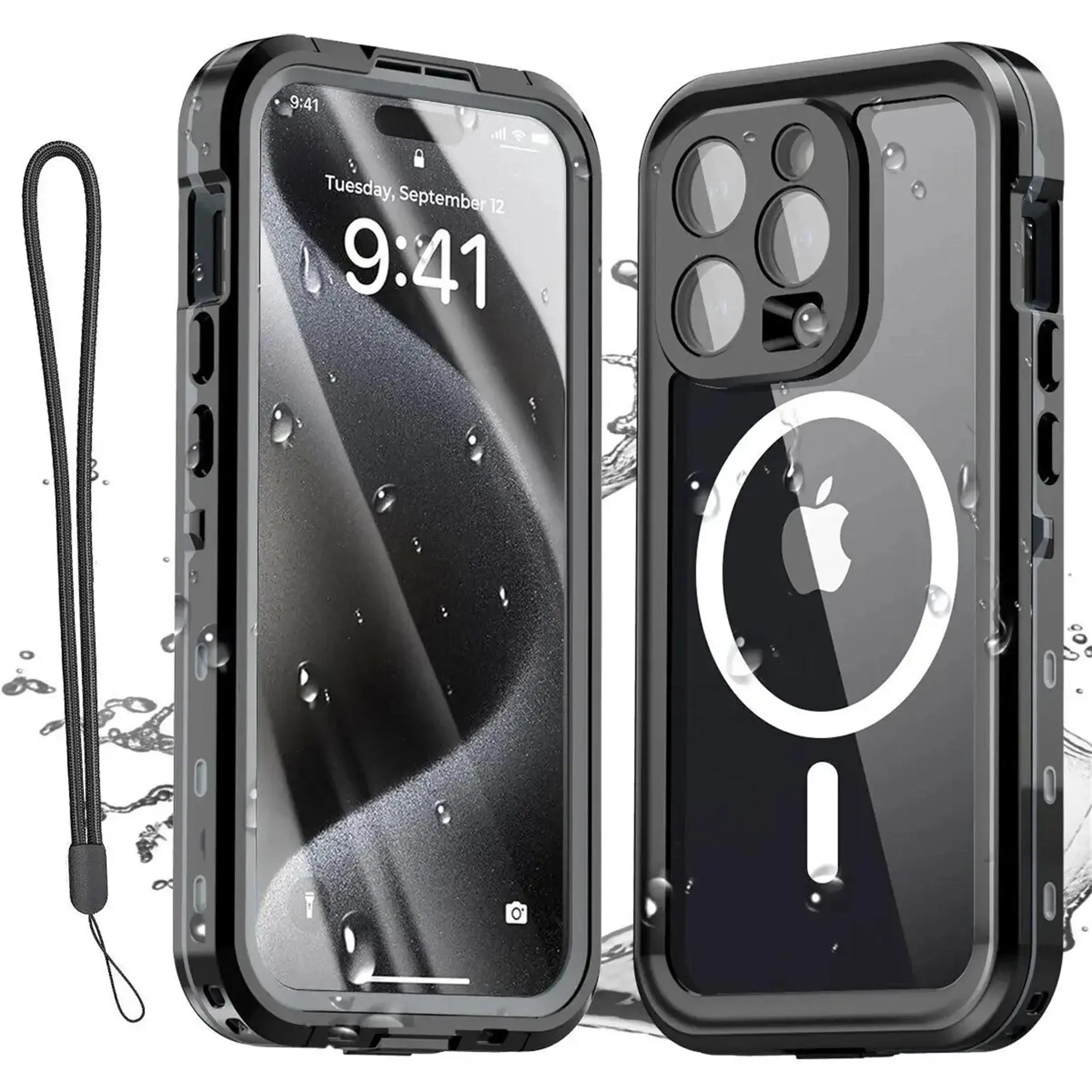 IP68 Waterproof MagSafe Magnetic Case for iPhone 17/16/15 Pro Max/14/13, Full Body Protective Smartphone Accessory for Handheld Cellphone Devices, Swim & Underwater Diving Use