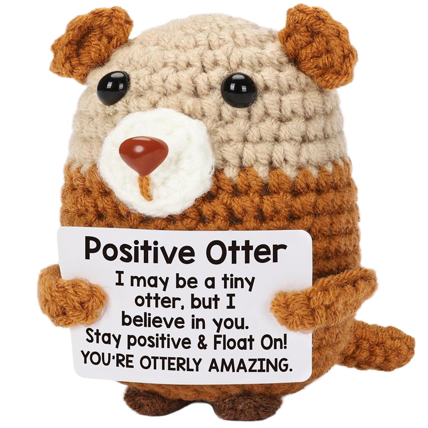 Crochet Otter Positive Emotional Support Gifts - Inspirational Motivational Handmade Stuffed Decor, Funny Pickle Potato Style Companion, Perfect Galentines Valentines Day Easter Birthday Presents for Women Men Teens Son Daughter Friends to Encourage