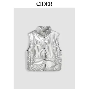 Cider [size 4-10] Metallic Stand Collar Puffer Vest SummerFinds