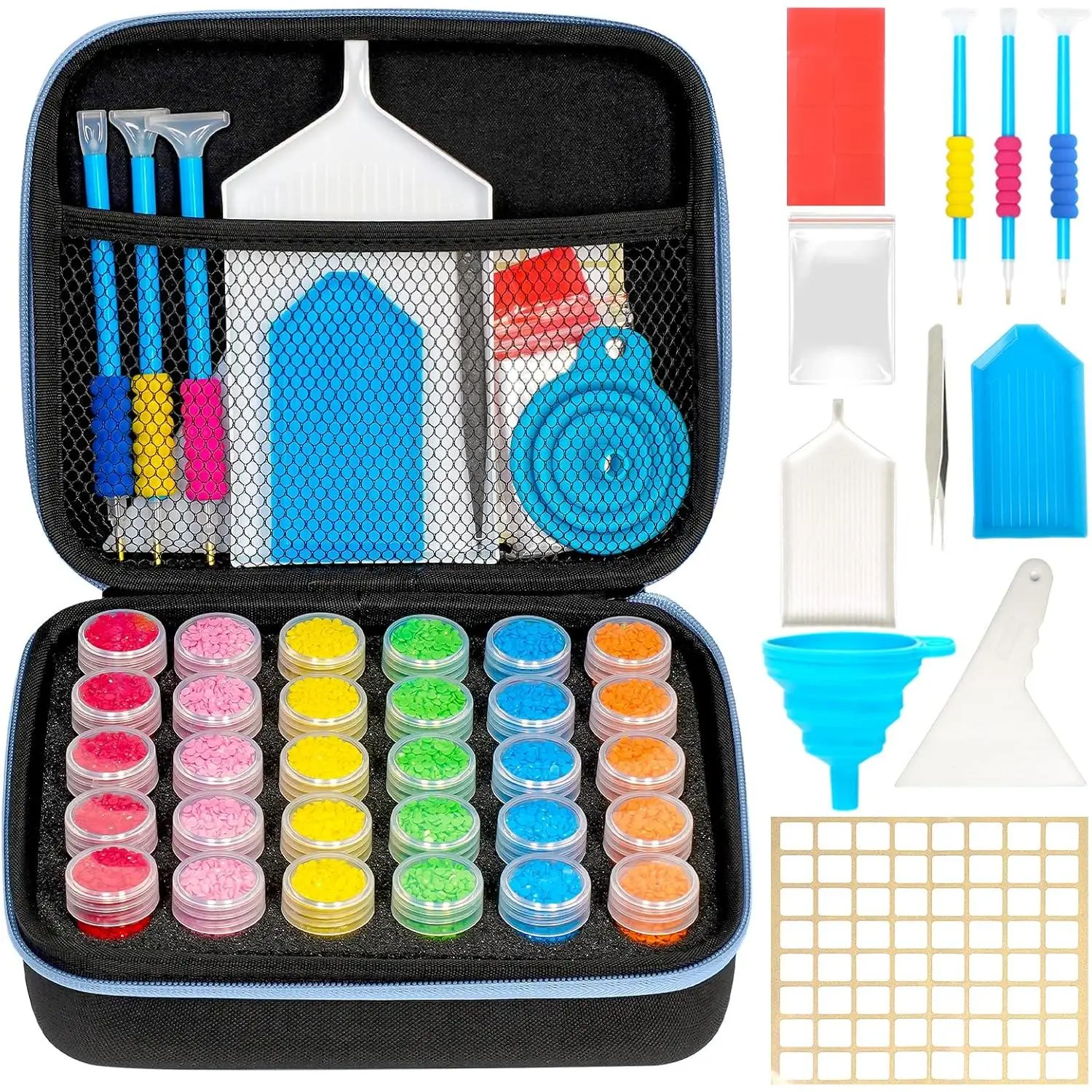 Blue Detachable Painting Storage Container - 30-Slot Home Organizer Box for Art Accessories, Craft Tools, Beads