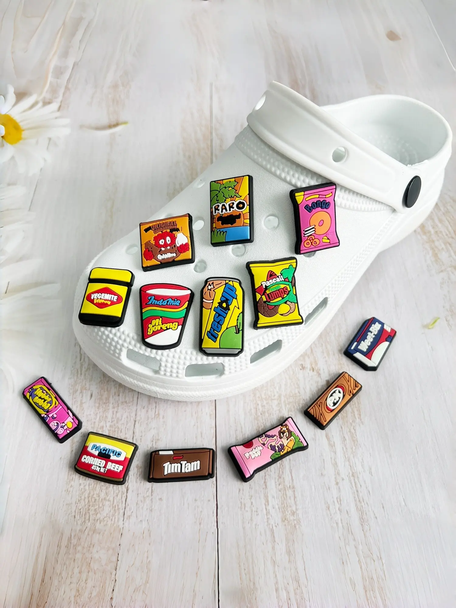 7pcs Cartoon Food Shoe Accessories, PVC Soft Gel Material, Durable and Aesthetic, DIY Detachable, Perfect Gift for Holidays