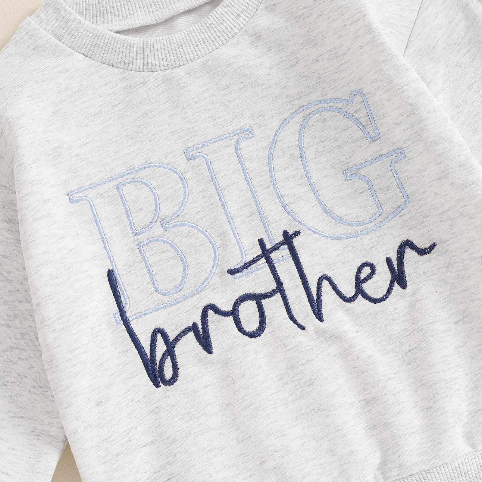 Kids Toddler Girls Boys Sweatshirt Sister Brother Matching Clothes Letter Embroidery Pullovers Crewneck Sweatshirt Tops Fall Winter Clothes