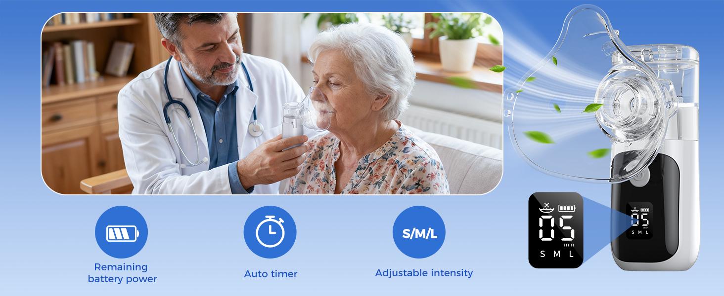 Nebulizer Machine for Adults and Kids, Portable Handheld Mesh Inhaler Ultra-Quiet Rechargeable with Auto-Clean, Fast Mist, Compact Travel Size for Home, Travel and Daily Use