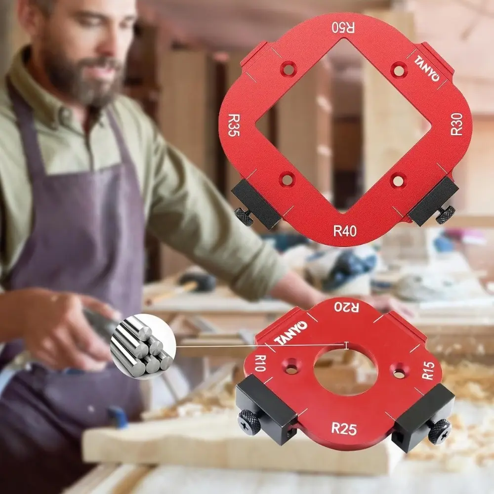 Router Corner Radius Template, Aluminum Alloy Router Jig with 8 Radius, High Hardness Router Templates for Woodworking R10/R15/R20/R25/ R30/R35/R40/R50