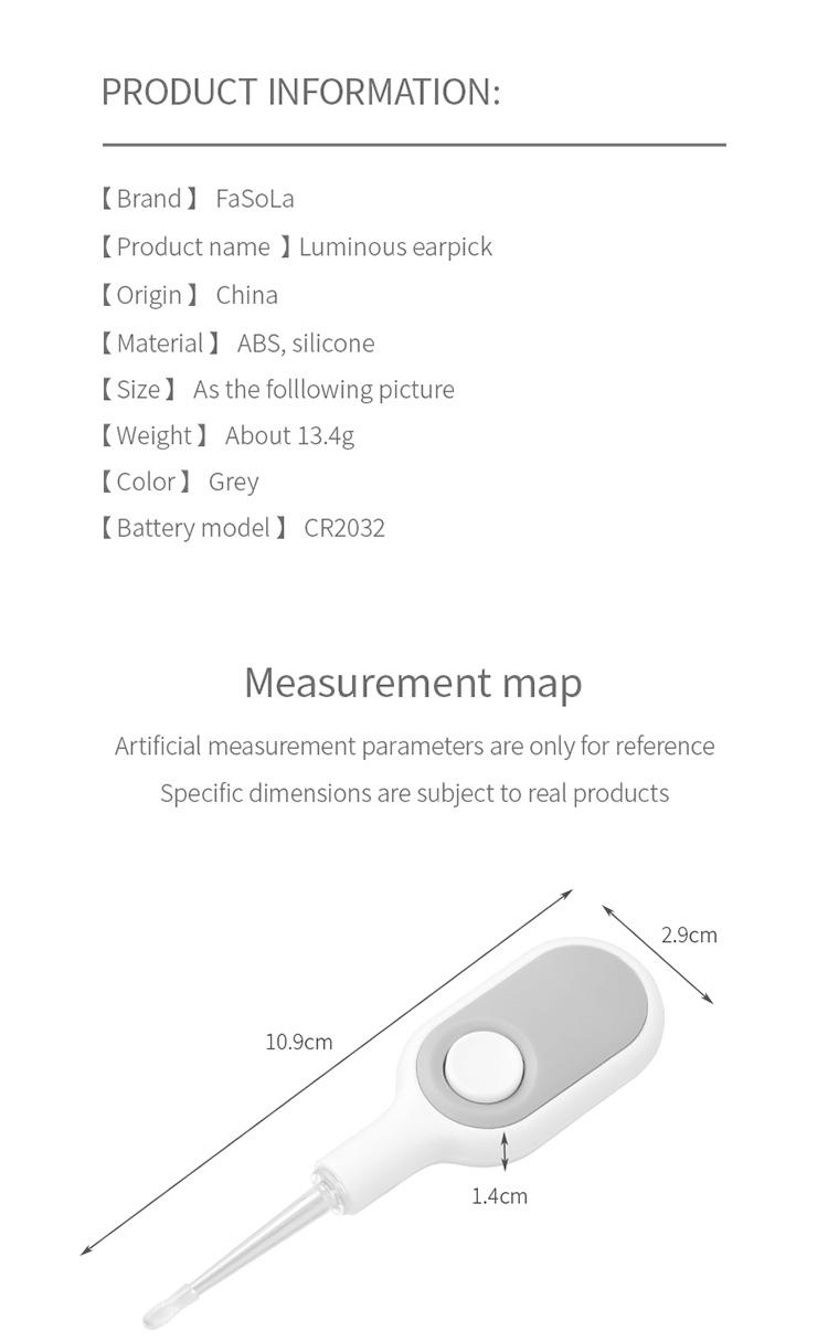 FaSoLa Visual Ear Cleaner for Children, Special Illuminated Soft Tip, Ear Cleaning Tool for Adults, Baby Ear Cleaner with Light