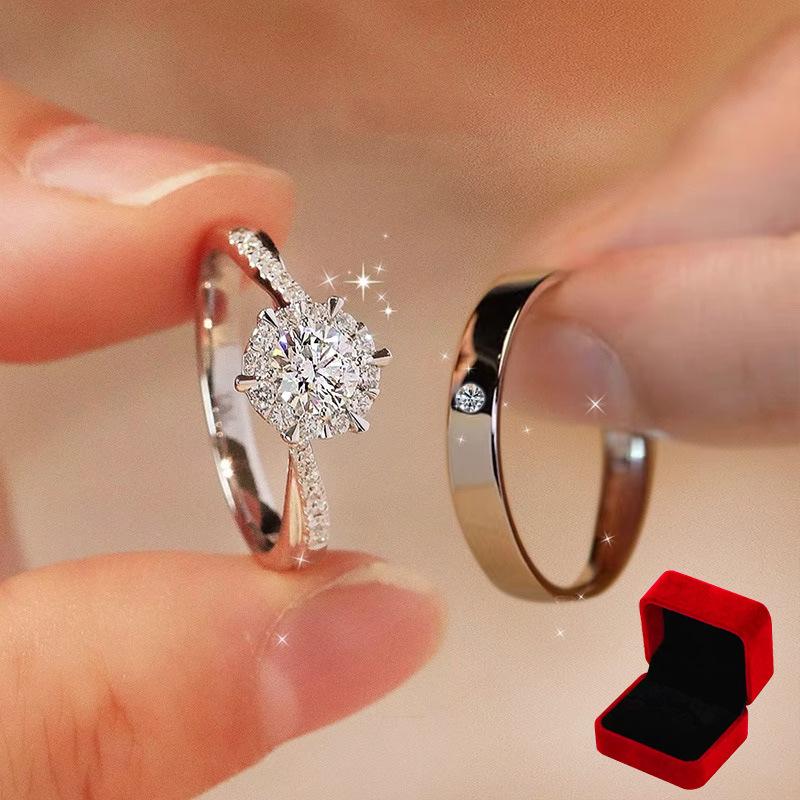 This moissanite ring set for couples features adjustable opening wedding rings, making it the perfect gift for proposals and wedding photography.An ideal choice for your girlfriend.