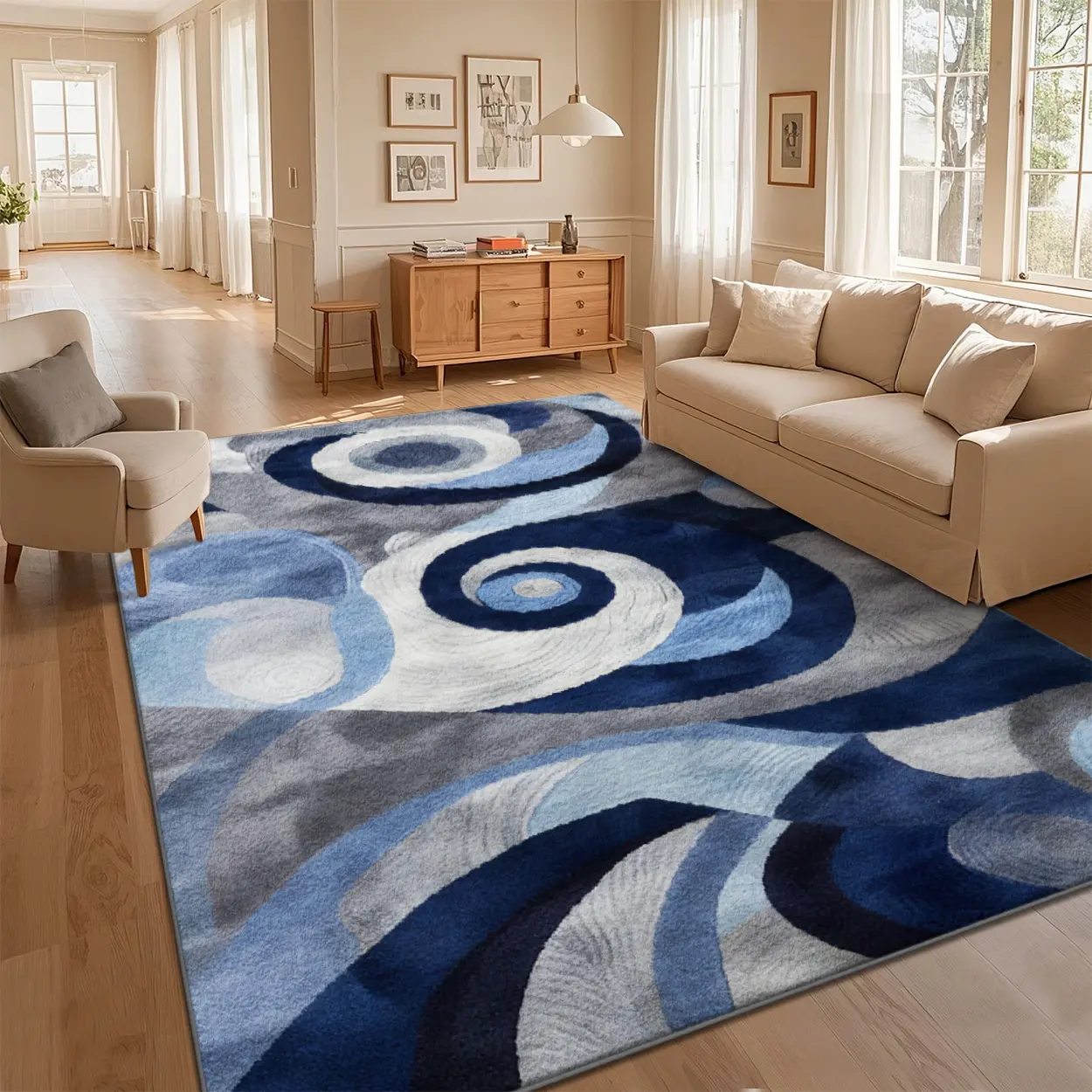 Local Delivery Multi Sizes Velvet Blue Grey Multi Layer Spiral Swirl Marble Rug Washable Non Slip Boho Farmhouse Runner Nursery Indoor Decor Rug