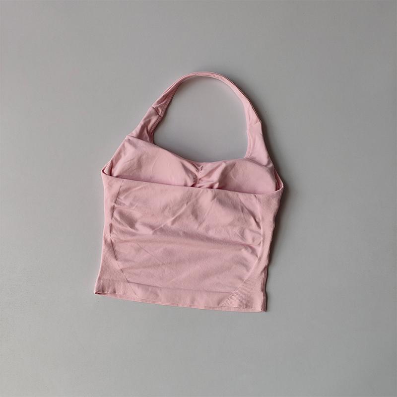 Neck Halter Shockproof Sport Longline Strappy Top Halterneck Vest Gym Support Yoga Gym Workout Seamless  Fitness Sport Bra