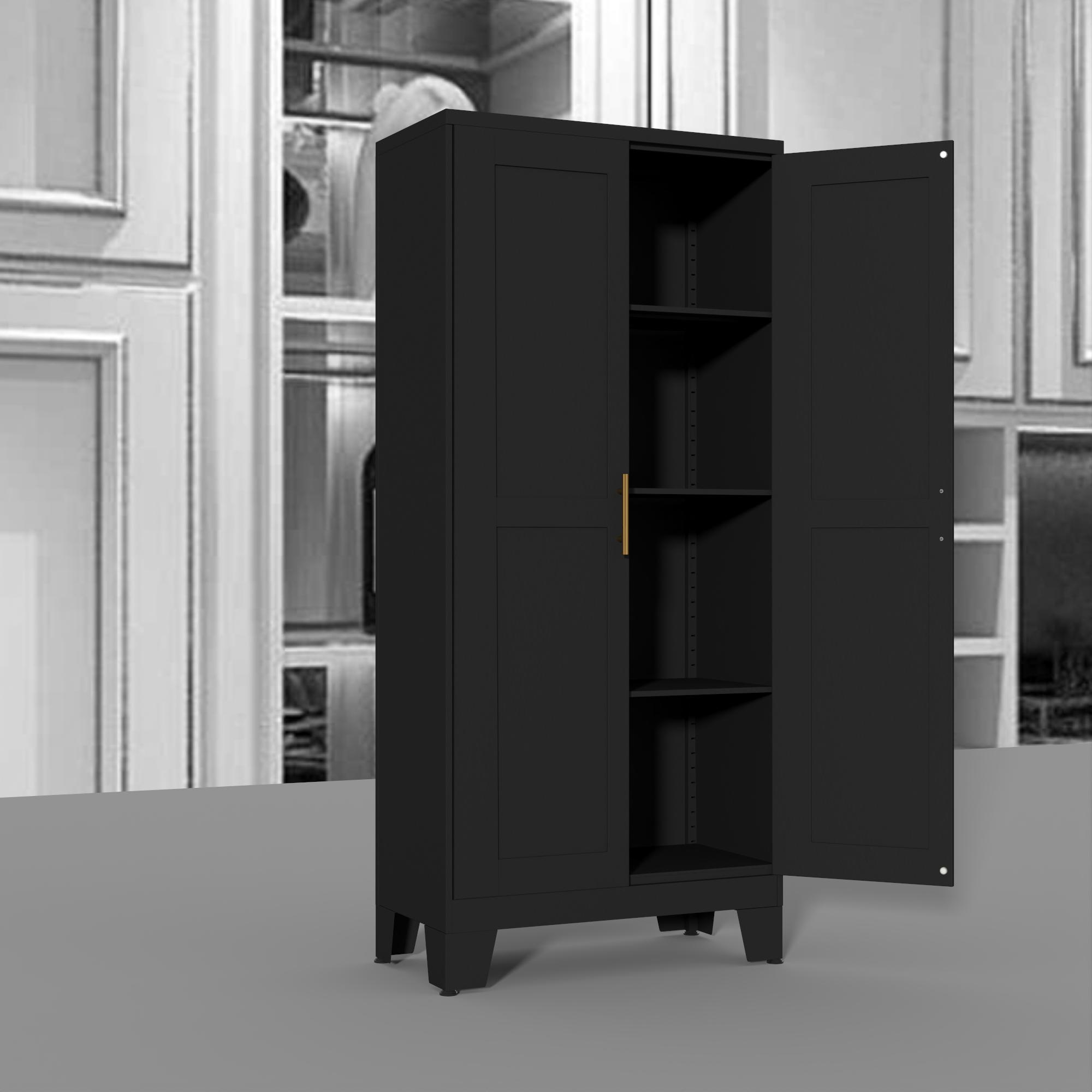 61.02" Pantry Cabinet, Kitchen Pantry Storage Cabinets with Adjustable Shelves and Feet, White Pantry Storage Cabinet for Kitchen, Dining Room, Living Room and Bathroom Cupboard Furniture