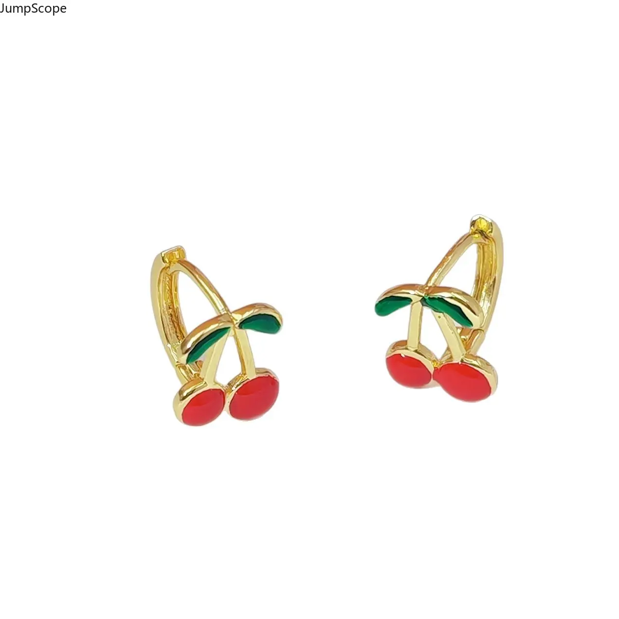 Minimalist Cherry Huggie Hoops for Women, Kawaii MDF+Steel Earrings with Sweet Enamel Detail, Ideal for Daily Wear, Hoop Shape
