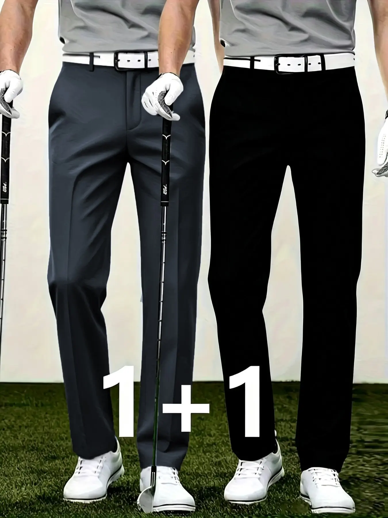Men's Elegant Golf Pants Set, Casual Sporty Long Pants, Outdoor Sports Trousers for All Seasons, Ideal for Outdoor Activities Like Hiking and Running