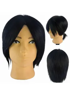 Wig head stand Male Mannequin Head With 100% real  Hair Cosmetology Manikin head for Cutting Styling With Doll Head for Hair Styling with Clamp Stand