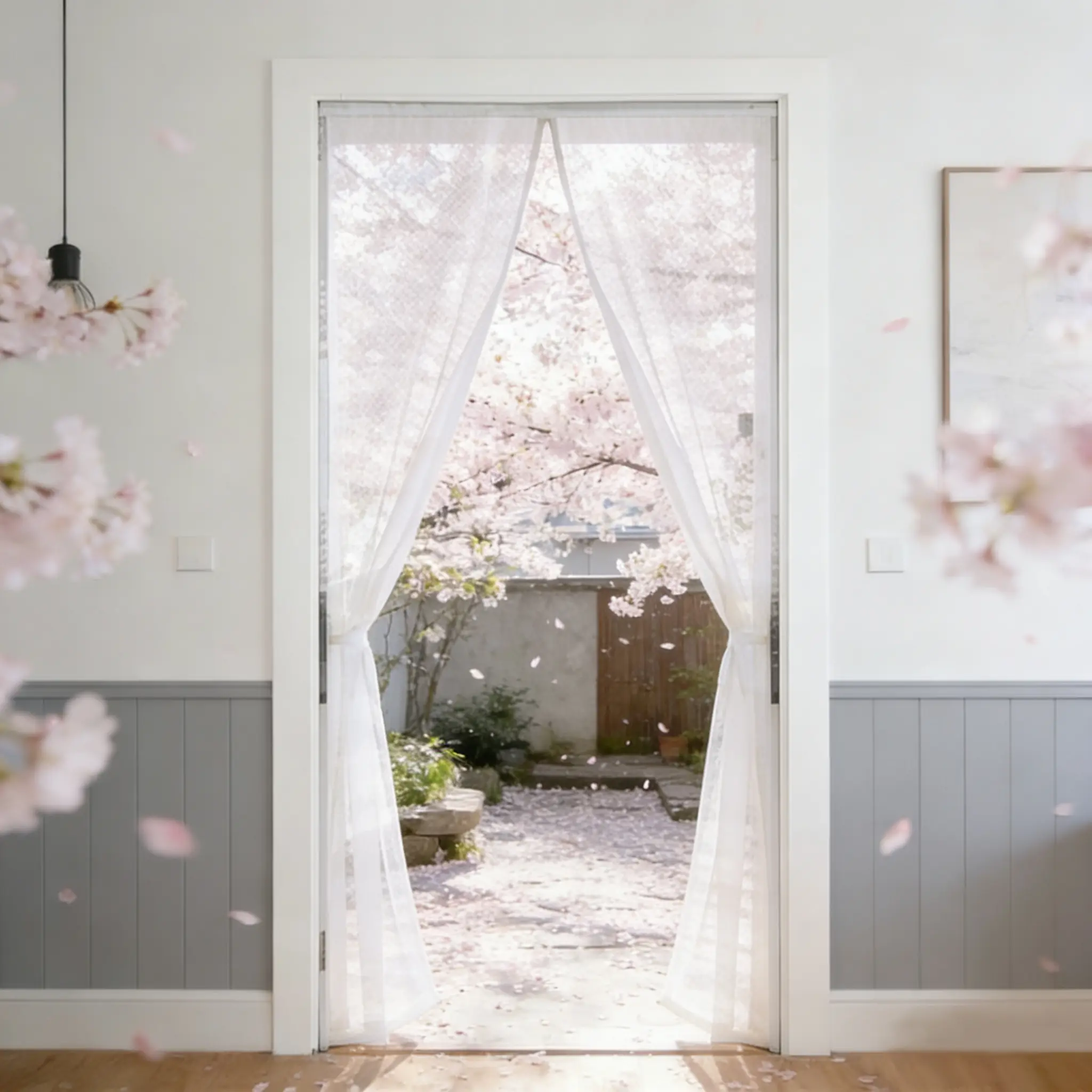 Child & Pet Friendly Magnetic Door Curtain, Seamless Self-Sealing, Strong Bug Protection, Easy Hands-Free Pass, Gingham Pattern Drapes