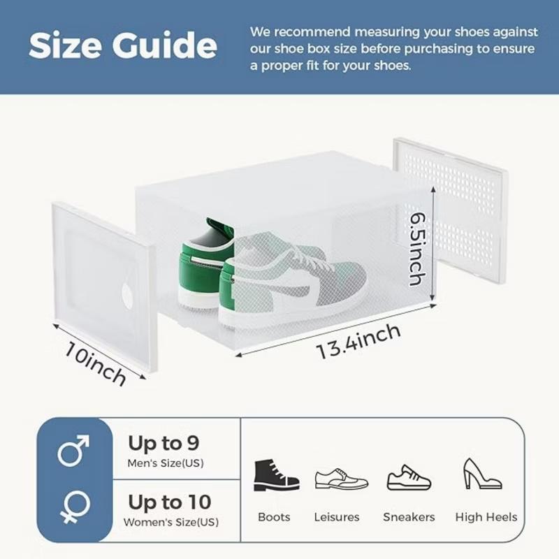 Stackable Shoe Storage Boxes with Lids, Modular Large Shoe Rack & Organizer Shelf, Transparent Front Panel for Easy Display & Identification, Breathable Hole Design to Keep Shoes Fresh, Sturdy Interlocking Structure for Customizable Storage