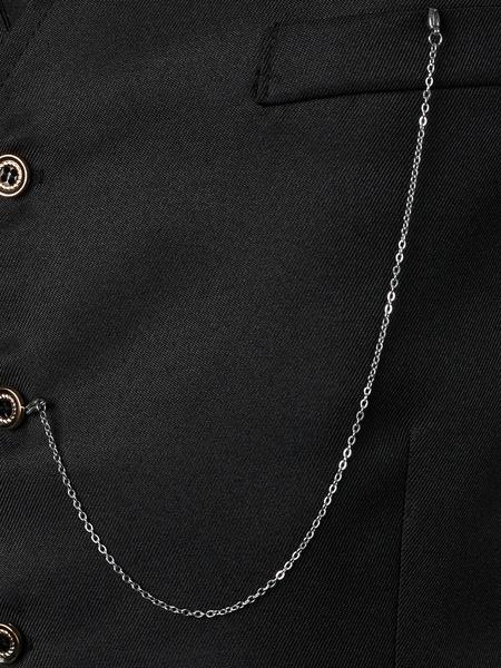 Two-Piece Set Men's Solid Button Front Suit Vest & Pocket Pants Suit Set, Chain Decor V Neck Top & Trousers, Men's Formal Outfits for Work Office Business Two-Piece Set Men's Solid Button Front Suit Vest & Pocket Pants Suit Set, Chain Decor V Neck Top & Trousers, Men's Formal Outfits for Work Office Business