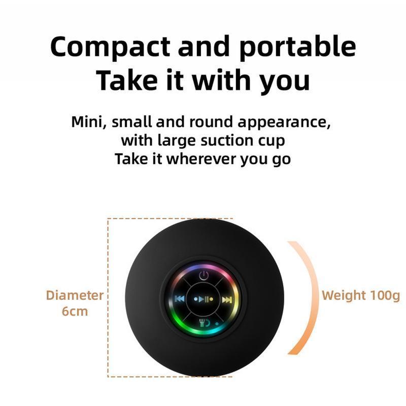 Party Gift Mini Waterproof Speaker, Portable Wireless Speaker With Suction Cup, USB Rechargeable Black Audio Bluetooth Speaker, Wireless Version Life for Parties, Bathroom, Travel, Home, Outdoor, Gifts for Thanksgiving Christmas New Year wireles