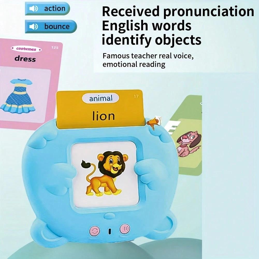 224/510 Words Youngsters Talking Flash Card Reader 112/225 Double-Sided Cards Blue & Pink Rechargeable Educational Interactive Toy Learning Flash Card Machine Gift For Holiday Season Birthday Easter Batteries Included USB Power