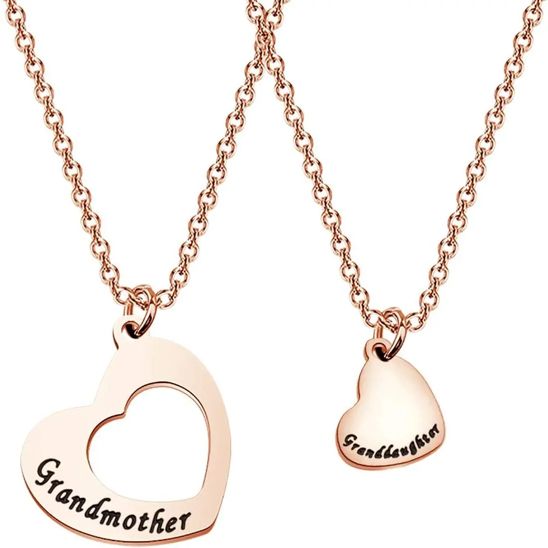 Grandmother and Granddaughter Heart Shaped Necklace Set Mother’s Day