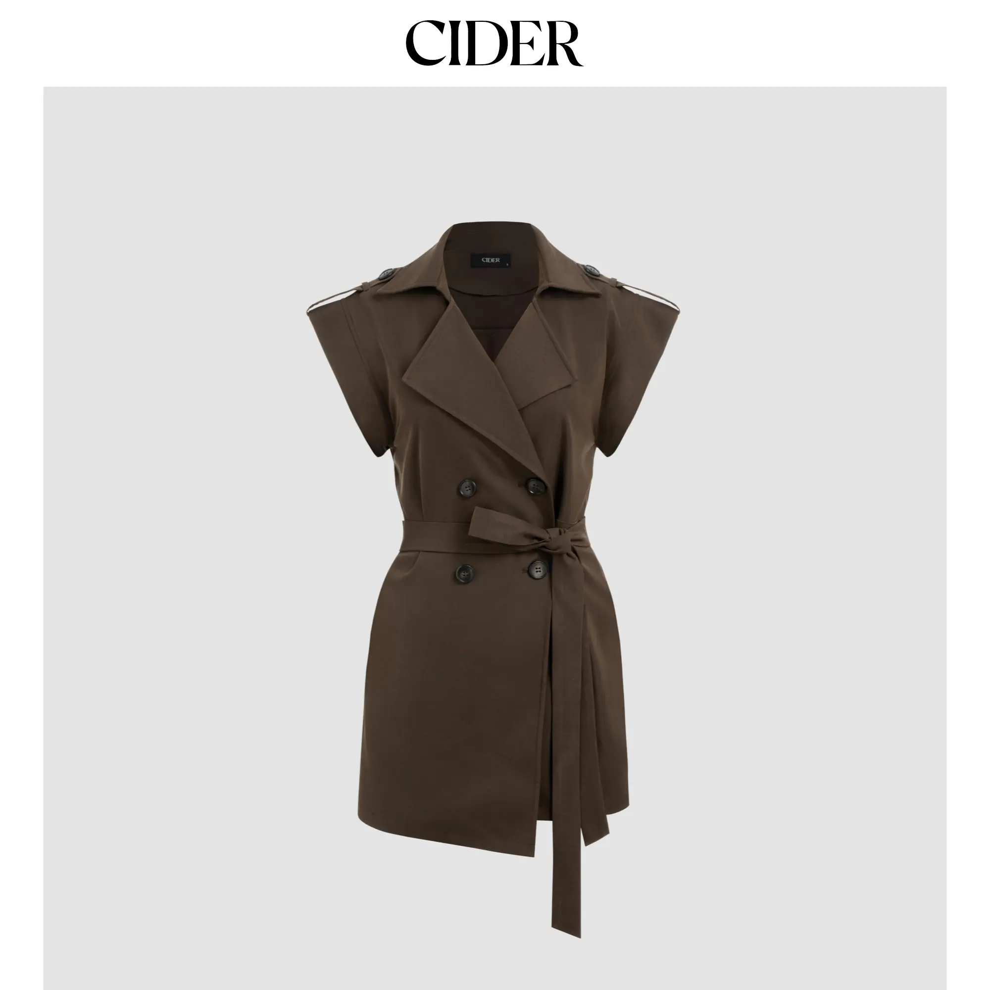 Cider [size 2-10] Collar Solid Button Romper With Belt