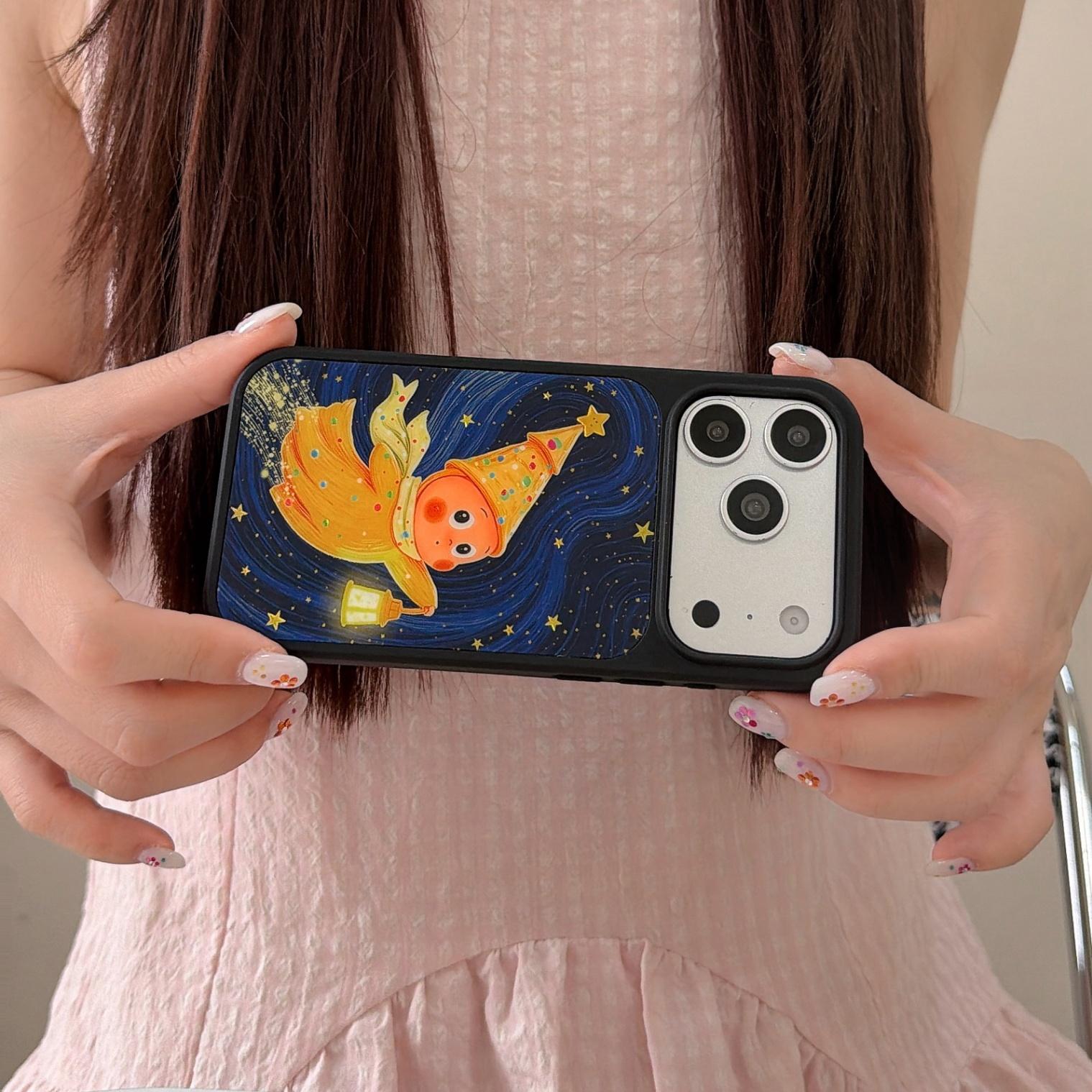 Luxury Gilded Star Character Rotatable Phone Case for iPhone 17 Pro Max 16 Pro Max 15 Pro, Stylish Full Body Protective Shell for Girls