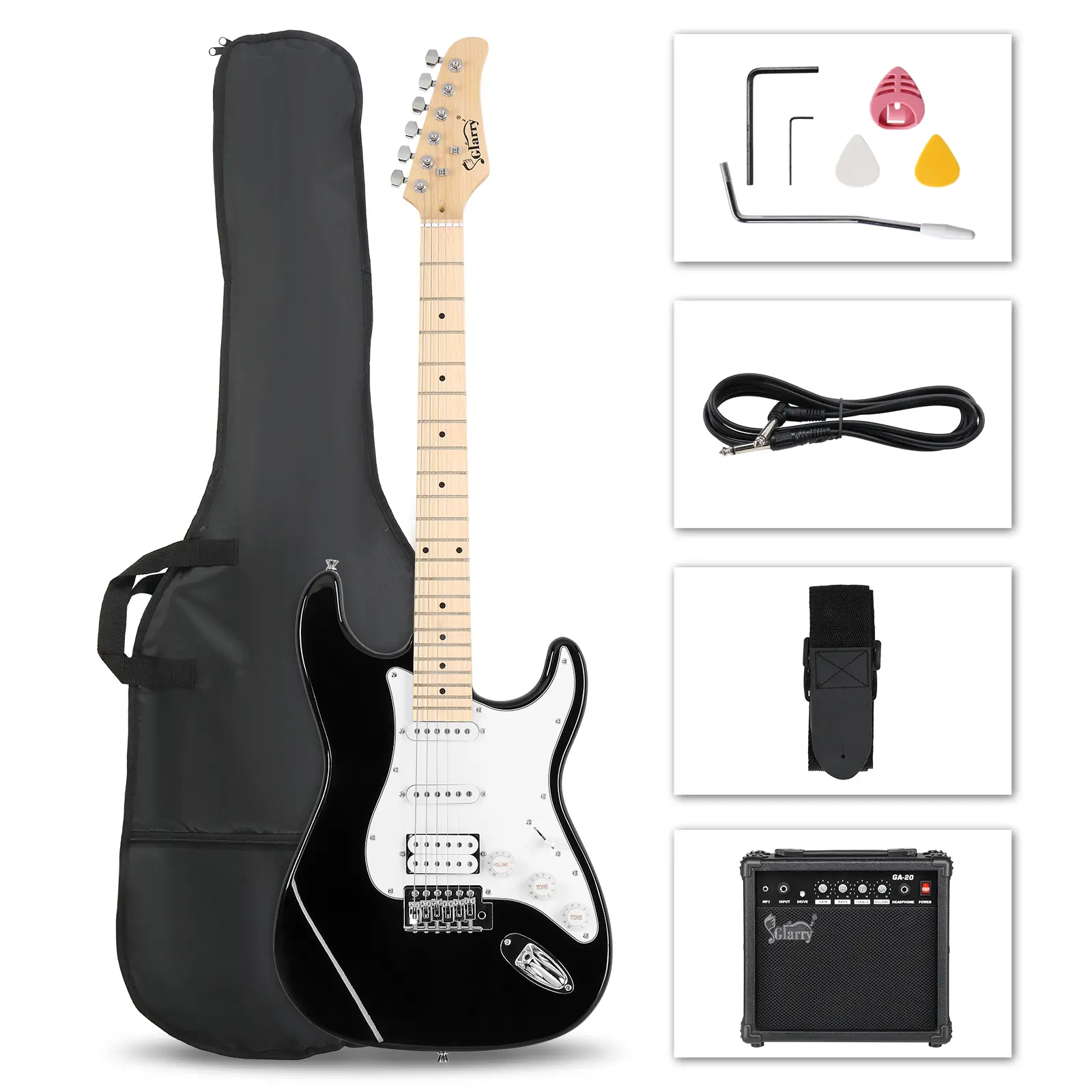 Beginner Electric Guitar Starter Kit - 20W Amplifier, Stylish Solid Body, Professional Pickup System, Guitar Bag, Shoulder Strap, Picks, Cable, Adjustment Tool Included for Hobby Musicians (Learning-Focused)