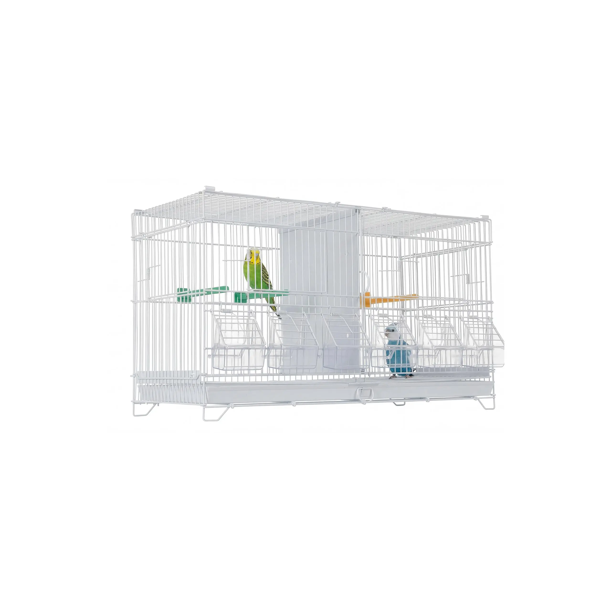 Stackable Breeder Bird Cage – Divided Center with Removable Divider & Tray, Locking Casters for Conures, Cockatiels, Lovebirds & Budgies