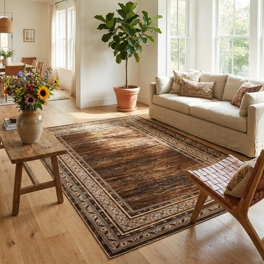 GARVEE Modern Washable Area Rug - Soft, Non-Slip, Low Pile Carpet with Mark Resistant Abstract Design for Indoor Use in Living Room, Bedroom, Nursery, Dining Room, Office, and Home Decor