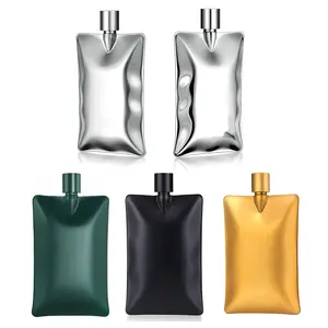6oz Food Grade 304 Stainless Steel Wave Hip Flask Unique Wavy Irregular Design Leakproof Screw Cap Slim Pocket Size Lightweight Portable Whiskey Flask for Outdoor Camping Hiking & Everyday Carry