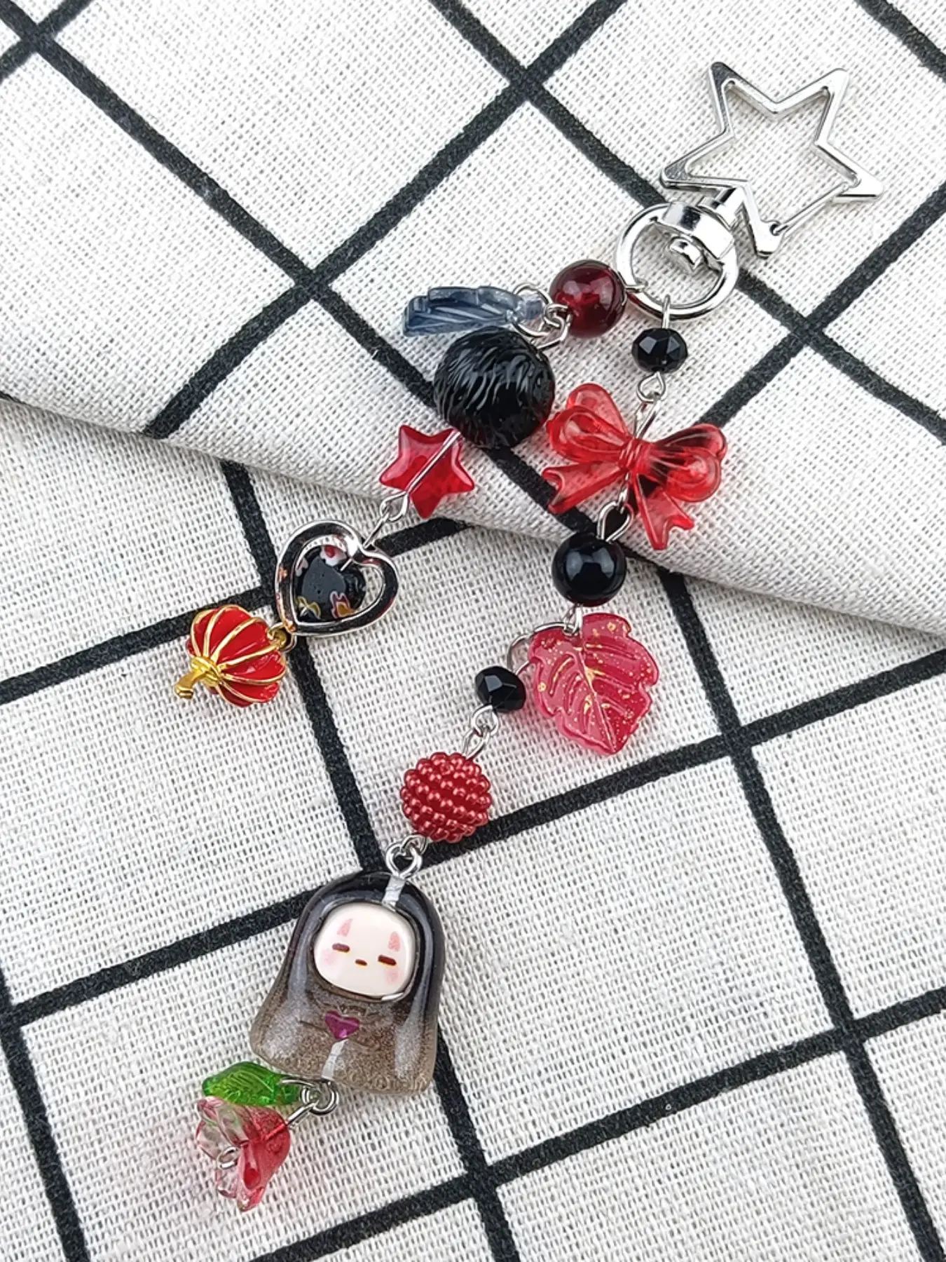 Vintage Beaded Pendant, Cartoon Charm, Butterfly Knot, Leaf, Lantern, Star Spring Clip, Handmade, All Seasons, Adult Accessory
