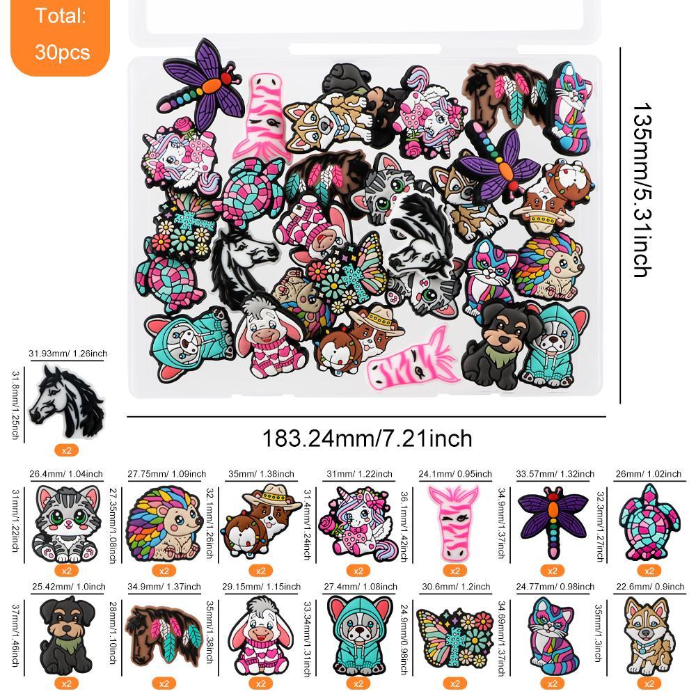 Silicone Beads Kit, 30pcs/box Colorful Beads, Beads Set, DIY Beading Kit for DIY Craft, Keychain Pendant, Jewelry Making Supplies,  Bead Assortment Charm Handmade Gifts, DIY Mix Beads