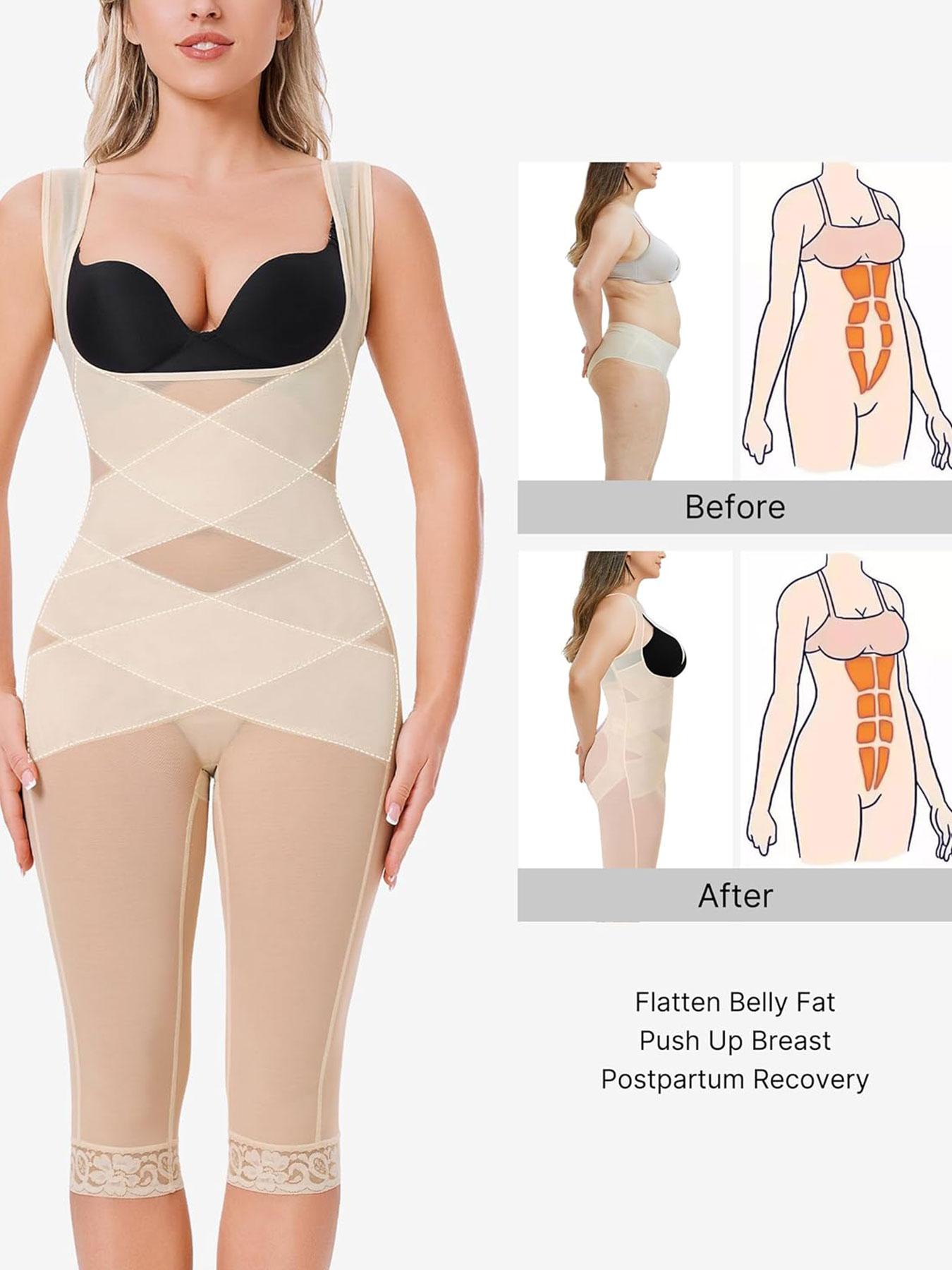 Women's Solid Contrast Mesh Sheer Open Bust Compression Body Shaper Shapewear Jumpsuit, Casual High Stretch Tummy Control Butt Lift Shaper, Ladies Shapewear for All Seasons halloween