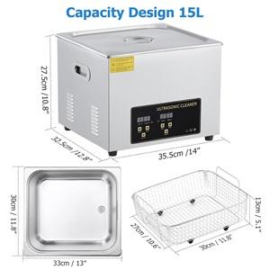 GARVEE  Ultrasonic Cleaner, 300W Heater ,360W 15L Ultrasonic Jewelry Cleaner Machine with Digital Timer Heater and 304 Stainless Steel for Industrial Parts ,Glasses, Instruments Cleaning