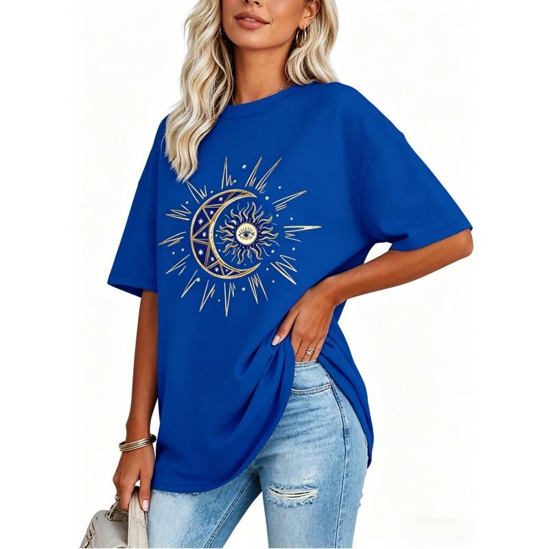 100% Cotton,Womens Oversized Cotton T Shirts,Crewneck Short Sleeve Tops,Heavyweight Casual Loose Fit,Fashion Tees,Printed T-shirt Basic Tee