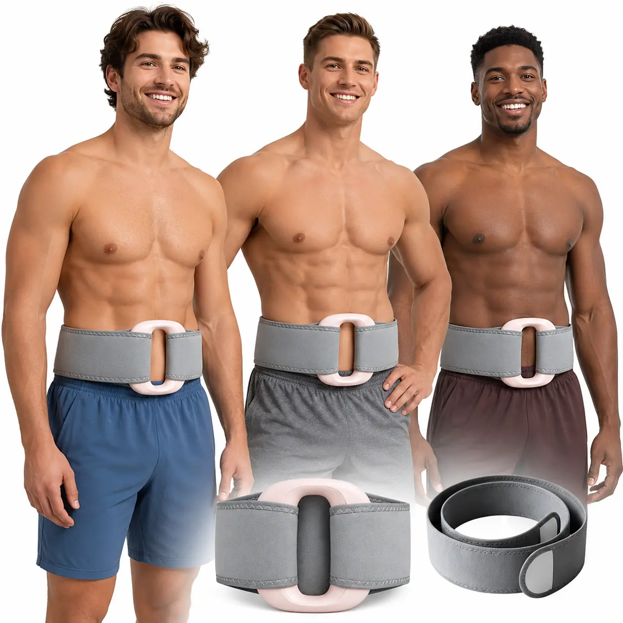 Kajue Soft Silicone Adjustable Vibration Fascia Ring Massager - Hands-Free Secure Wrap Tool, USB-C Charge Deep Tissue Muscle Relief for Home Workout Recovery (Abdomen & Waist)