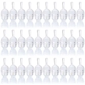 5/30pcs honey pot shaped empty lip gloss tubes, transparent refillable plastic jars with mini funnel. Perfect DIY cosmetic containers for homemade lip balm and lip gloss filling.