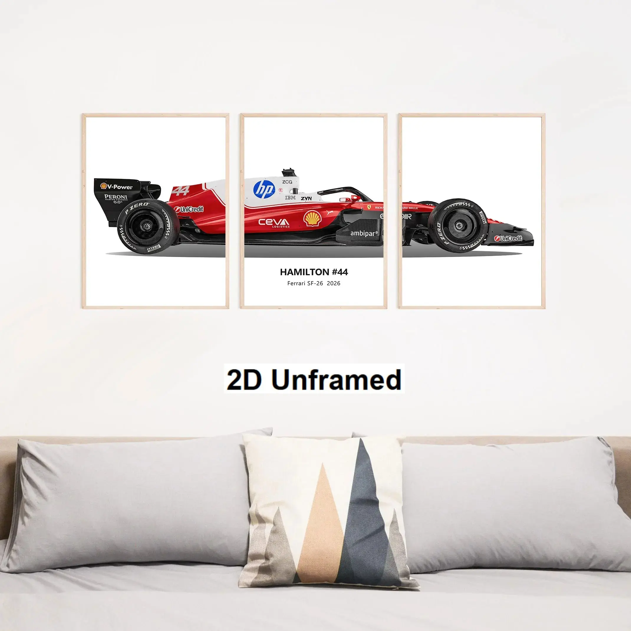 3 Piece Set F1 Ferrari Mercedes Racing Art Wall Hangings, Modern Minimalist Decor for Boys' Room, 2026 New Car Driver Posters
