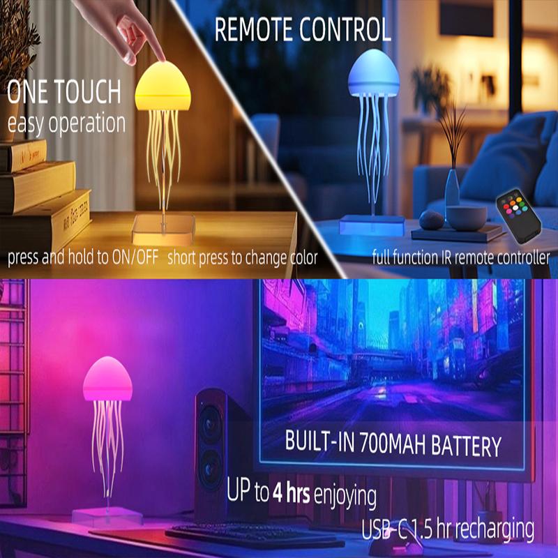 LED Jellyfish Lamp with 9 Tentacles 2 Working Modes Ultra Long Battery Life Colour Gradient Light Effects with Remote Control LED Jellyfish Lamp with 9 Tentacles 2 Working Modes Ultra Long Battery Life Colour Gradient Light Effects with Remote Control