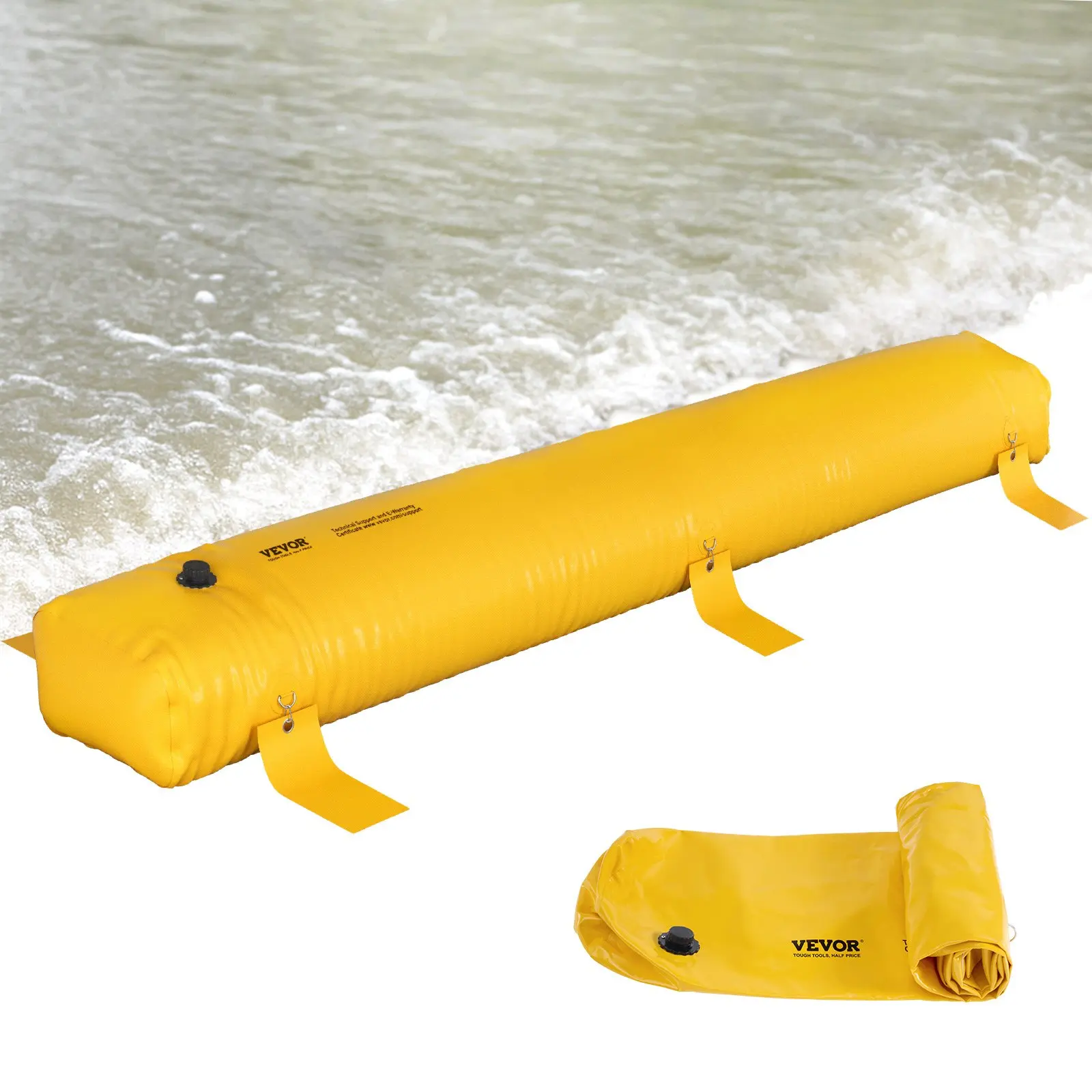 【Summerfinds】VEVOR 12ftx20inx12in PVC Tarpaulin Flood Barrier, Sandbag Alternative with Waterproof Effect, Reusable Flooding Blocker, PVC Water Diversion Tubes for Home, Door
