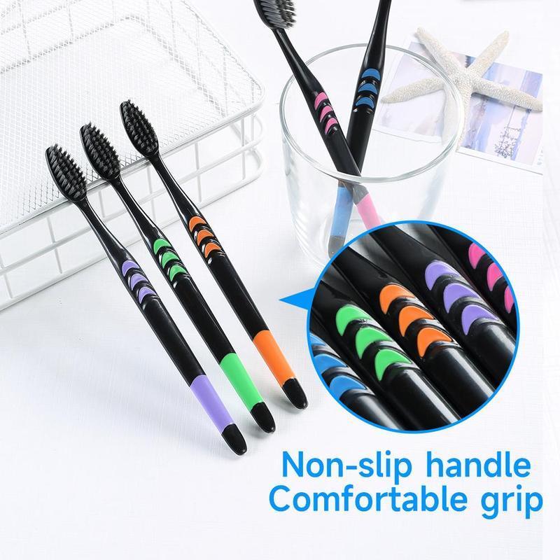 Mixed Color Toothbrushes, 10pcs Deep Cleaning Charcoal Toothbrush Set for Adults, Oral Care Product, Toothbrush Kit