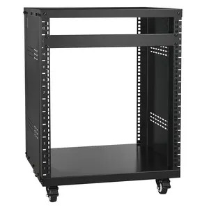 VEVOR 12U AV Rack Stand, 300 lbs Capacity, Network Stereo Recording Studio Rack with Lockable Caster Wheels Round Square Holes, Special Vents for 19" Audio Video Musical IT Equipment Mounting