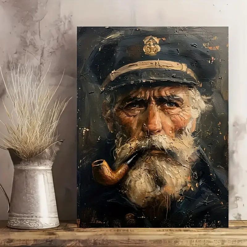 1pc  Artwork Featuring a Vintage-Style Old Sailor Print on Canvas, a Trendy And Affordable Poster, Wall Art Decoration for WC, Living Room, Bedroom, Office, Dining Room, And Bar Wall Decor, Painting, Print, Artwork