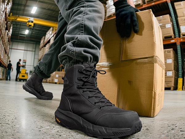【Nano Composite Toe】NORTIV 8 Men's Composite Toe Work Boots 8'' ASTM F2413-18 Safety Boots with Side Zipper for Construction & Warehouse Metrostrike-Nano Black All Seasons Round Toe Laces Closure - Worker Closed Footwear SpringStatements