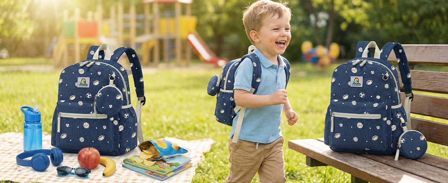 Corduroy Toddler Backpack for Girls 2-5: Strawberry Kids backpack for Girls - 13.5 inch Preschool Kindergarten Backpacks with Coin Purse