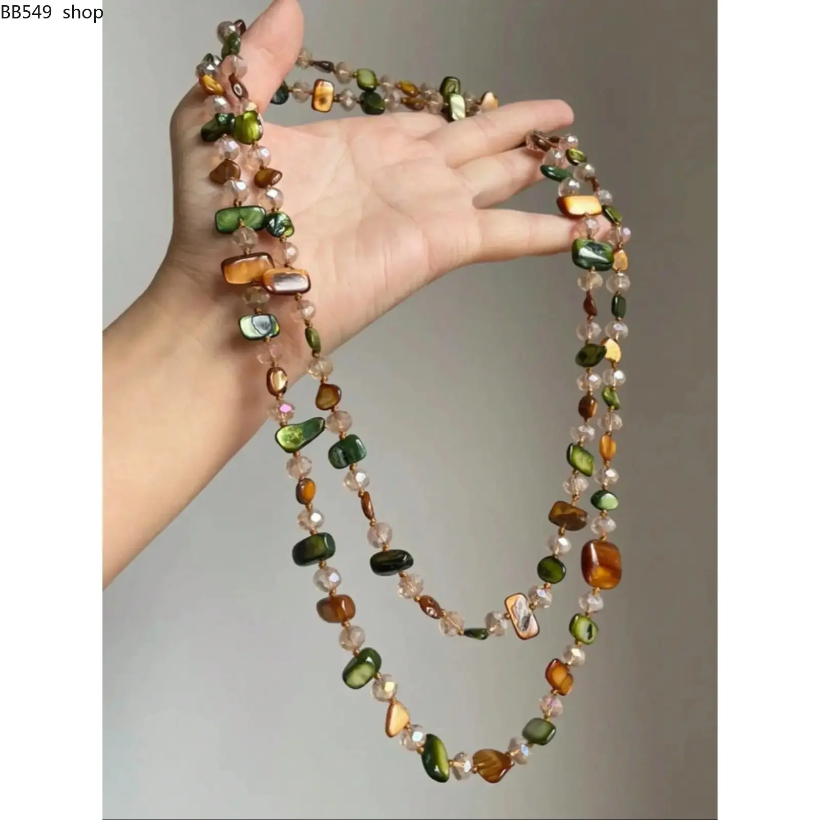 Bohemian Style Colorful Shell Beaded Double Layer Necklace, Retro Light Luxury Design, Perfect for Holidays & Stylish Stackable Jewelry, Dainty Boho Necklace