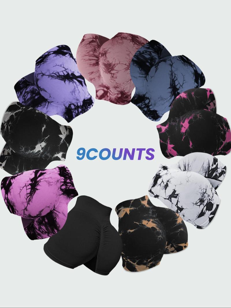 Women's Tie Dye High Waist Sports, Casual Comfy Breathable Skinny Workout Impact Shorts for Yoga Gym Workout Running, Ladies Sportswear for All Seasons