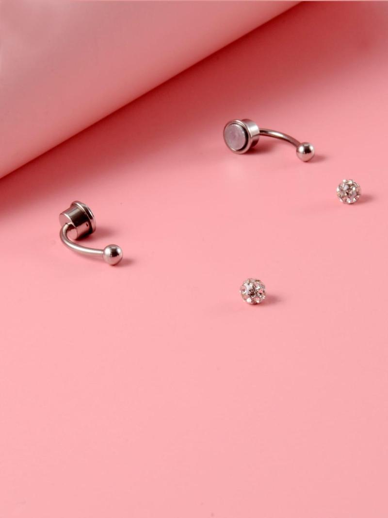 Body No Piercing Jewelry, Magnetic Nose Rings with Rhinestone Decorated Replacement Head, Magnetic Nose Cuff for Men & Women, Nose Rings Hoops