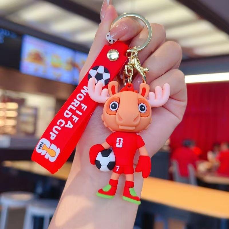 2026 World Cup Keychain Soft Rubber Fan Mascot Pendant Car Keychain Wholesale Keychains